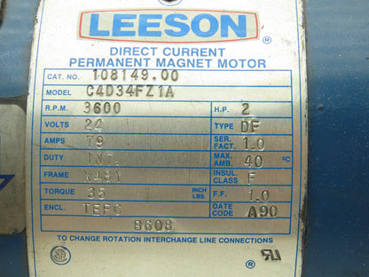 Leeson 108149.00 Pump Motor 24VDC 2Hp 3600 RPM X48Y Slotted Shaft C4D34FZ1A
