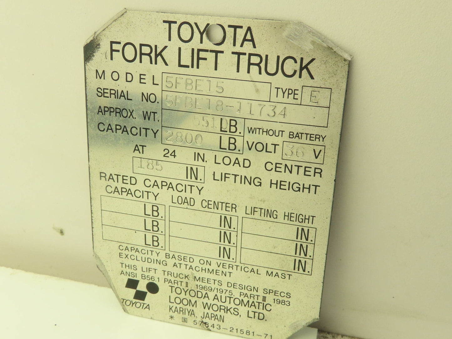 Denso 57510-13300-71 | 198500 Throttle Position Sensor Toyota 5FBE15 Forklift