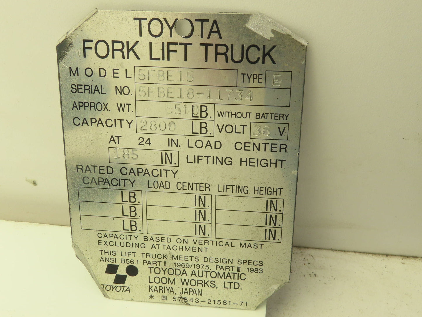 Toyota 5FBE15 Hydraulic Brake Pedal Assembly Master Cylinder