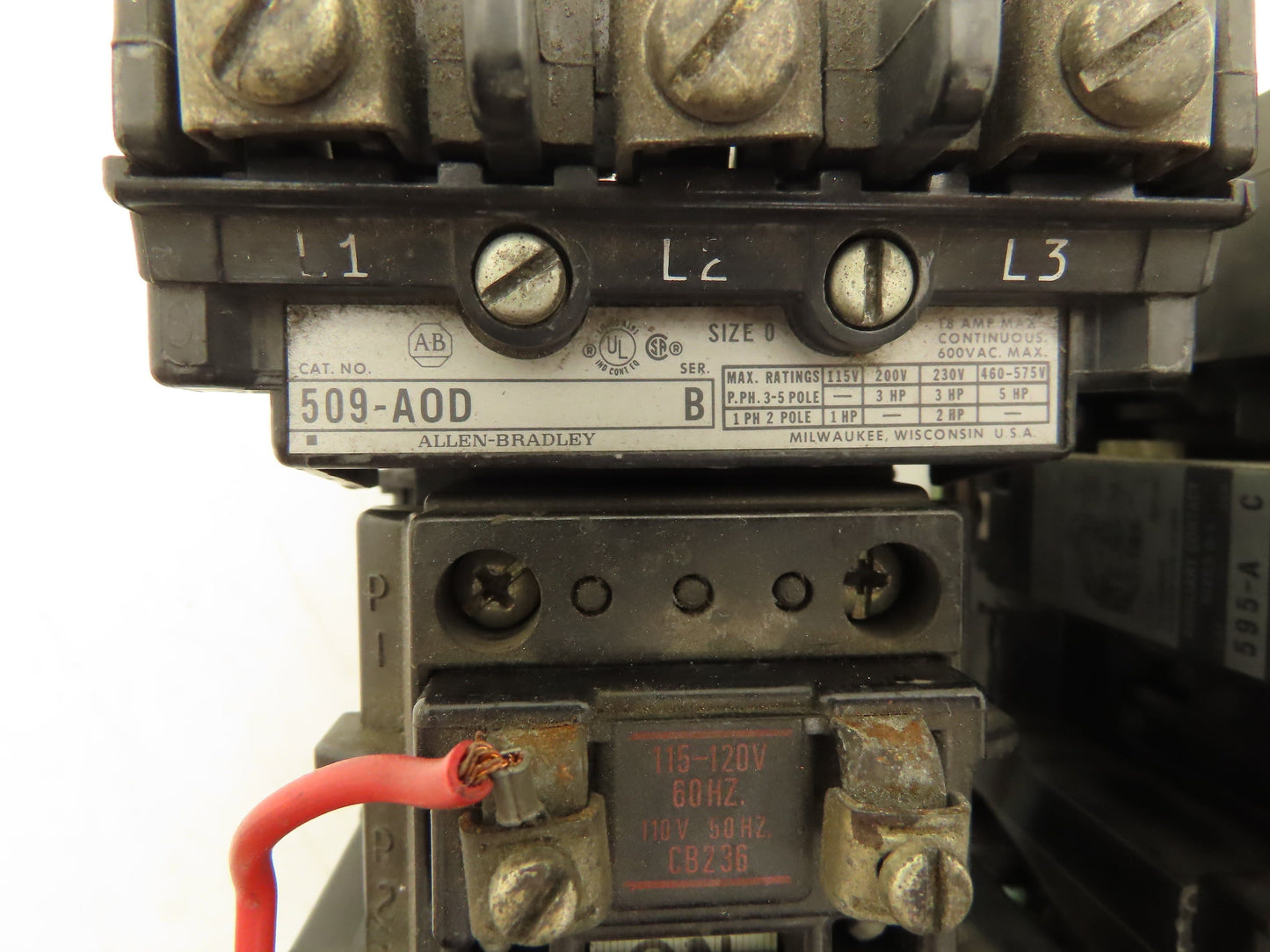 Allen Bradley 509-BOD 509-AOD Starter Overload Relay 120V Coil 600V Lot of 3