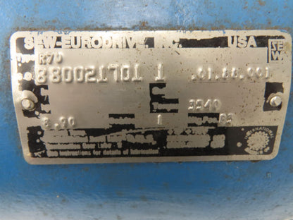 Sew Eurodrive R70 Inline Helical Gearbox 8.9:1 Reducer Foot Mount 3540 In-Lb