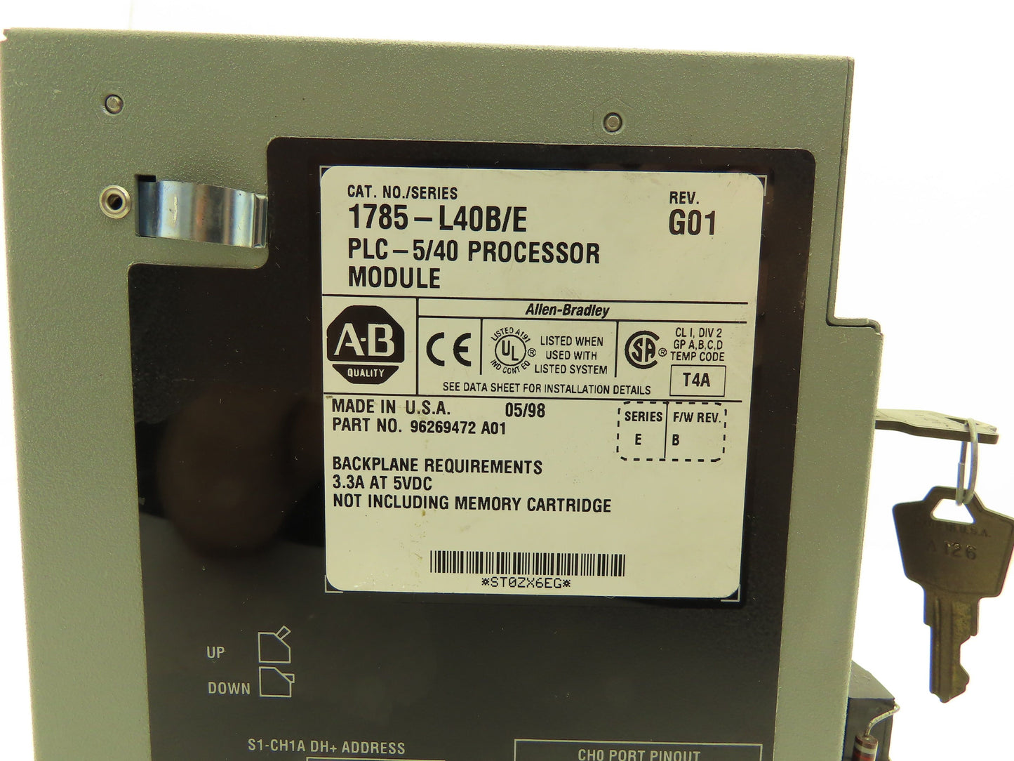 Allen Bradley 1785-L40B Series E PLC 5/40 Processor Module Rev G01 FW Rev B