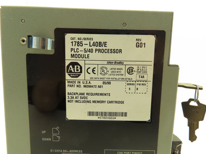 Allen Bradley 1785-L40B Series E PLC 5/40 Processor Module Rev G01 FW Rev B