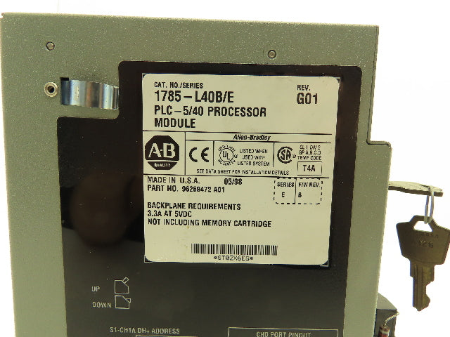 Allen Bradley 1785-L40B Series E PLC 5/40 Processor Module Rev G01 FW Rev B