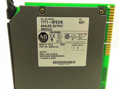 Allen Bradley 1771-OFE2 Analog Output Module Series B Rev AA1
