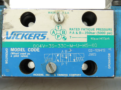 Eaton Vickers DG4V-3S-33C-M-U-H5-60 Hydraulic Directional Valve 24VDC Solenoid