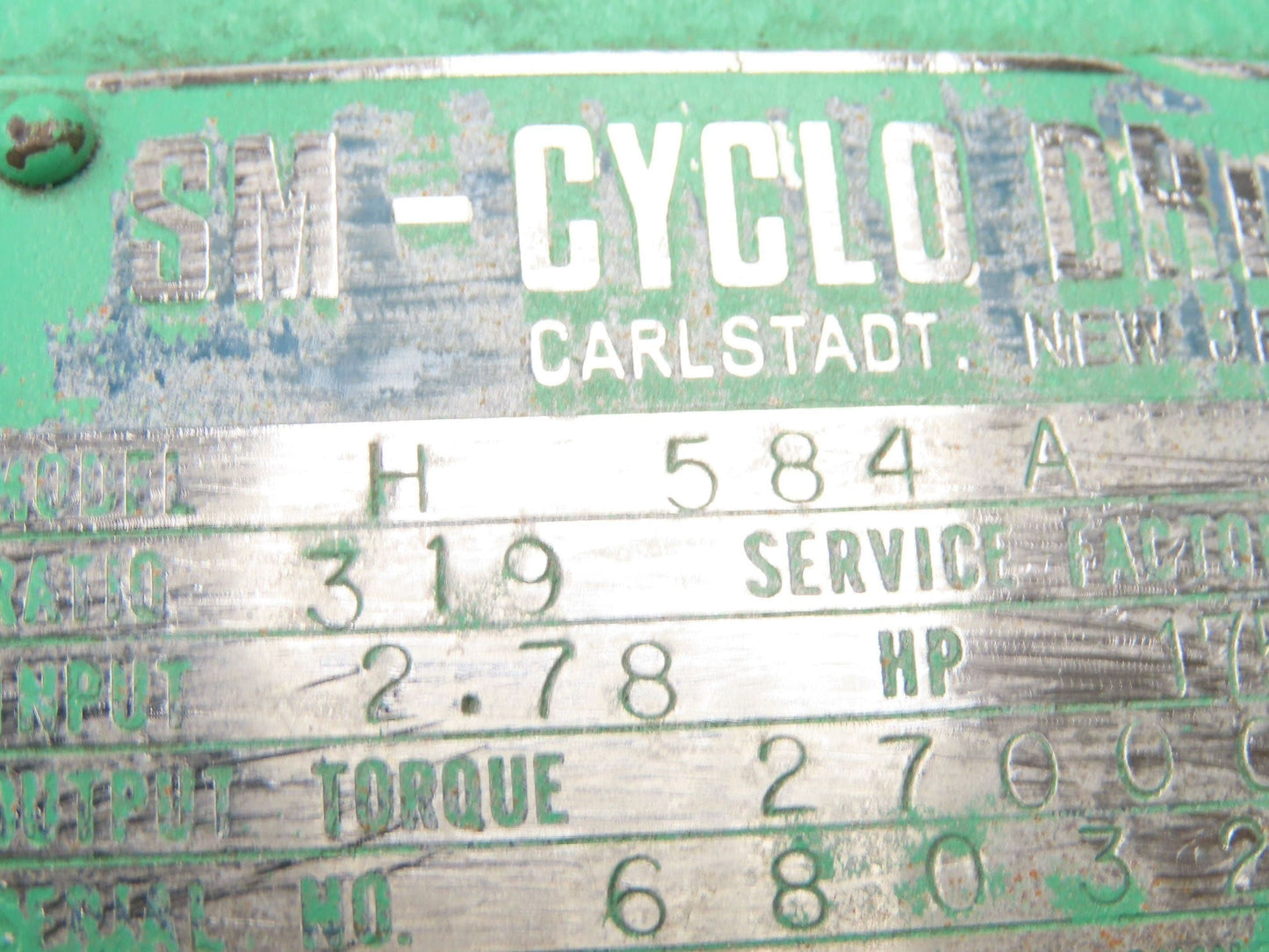 Sumitomo H 584A SM-Cyclo Inline Gearbox 319:1 Reducer 5.5rpm 2.7Hp 27000 In-Lb