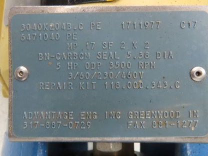 Scot Model 17 Cast Iron Centrifugal Pump 2x2" NPT 200 GPM 5Hp 230/460V 3PH 182JM