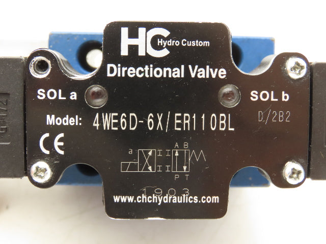 Hydro Custom 4WE6D-6X/ER110BL Hydraulic Solenoid Directional Valve 110V