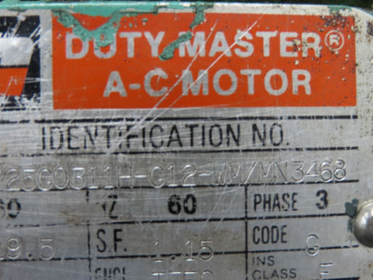 Reliance P25G0311H-G12 Duty Master AC Motor 15Hp 1765 RPM 230/460V 3PH 254T