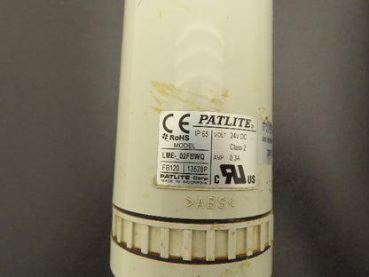 PatLite LME-102FBWQ Signal Tower Alarm White Single Light 60mm 24VDC  Lot of 2