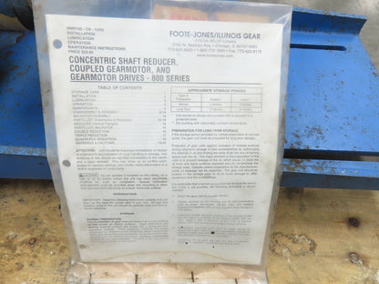 Foote Jones 823-MS823-213 Line-o-Motor Inline Gearbox 14:1 Reducer 125 RPM 36Hp