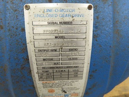 Foote Jones 823-MS823-213 Line-o-Motor Inline Gearbox 14:1 Reducer 125 RPM 36Hp