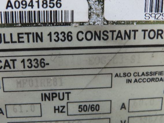 Allen Bradley 1336-B040-EOG-L3-S1 Variable Frequency AC Drive 40Hp 460V 3Ph VFD