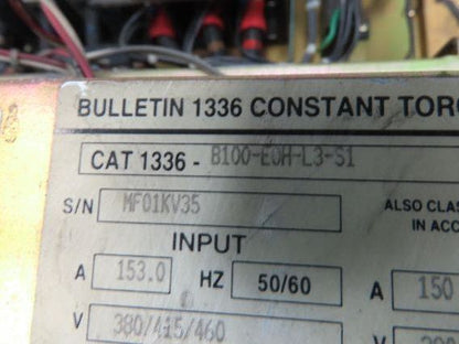 Allen Bradley 1336-B100-EOH-L3-S1 Variable Frequency AC Drive 100Hp 460V 3Ph VFD
