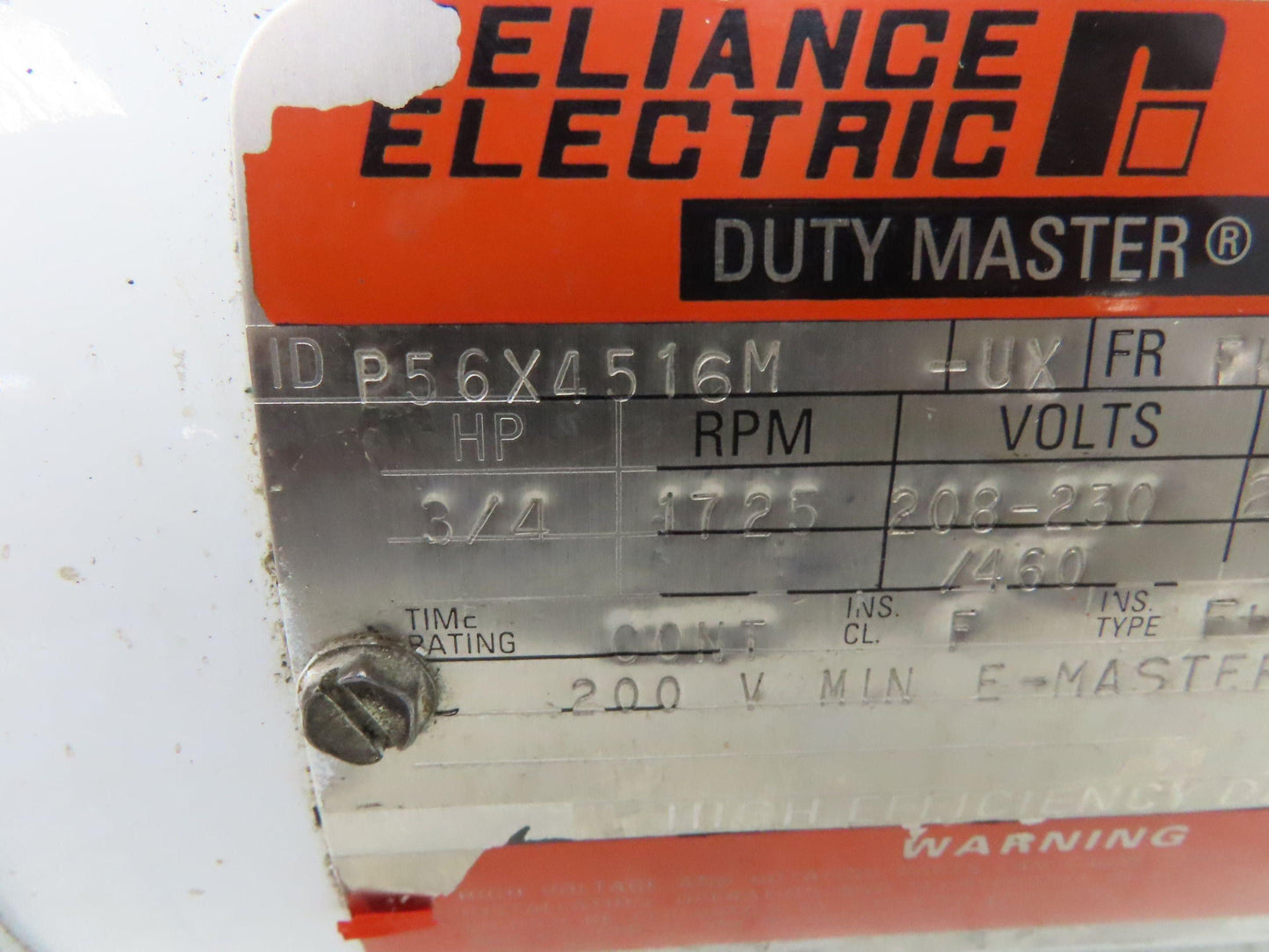 Reliance P56X4516M AC Motor 3/4Hp 1725RPM 3Ph 208-230/460V FK56C Easy Clean