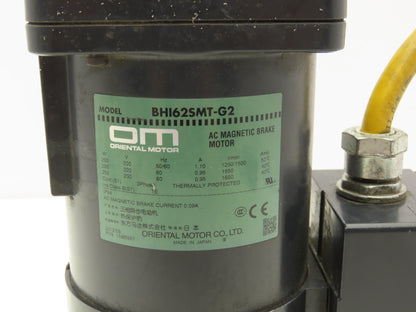 Oriental Motor BH6G2-3.6 AC Magnetic Brake Gear Motor 3.6:1 444rpm 200W 230v 3Ph