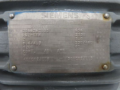 Siemens RGZ-SYN Synduction AC Motor 2Hp 1200 RPM 230/460V 3PH 213U Frame