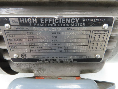 Toshiba/Houston B0024FLC2AM AC Motor 2HP 1730RPM 230/460V 3 Phase 145TC Frame