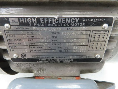 Toshiba/Houston B0024FLC2AM AC Motor 2HP 1730RPM 230/460V 3 Phase 145TC Frame