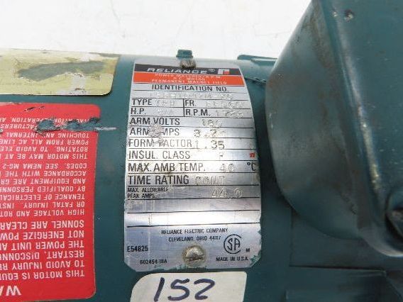 Reliance Electric T56H1042M-XC DC Motor 3/4HP 1725 RPM 180V 56C Frame