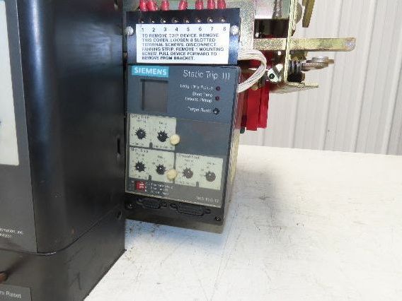 Siemens RL-2000 Air Circuit Breaker 600VAC 2000A Switchgear Static Trip III