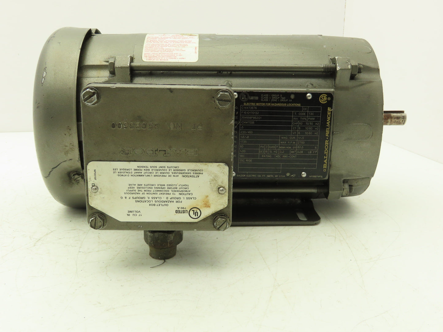 Baldor IDXM7006 AC Motor 1/2Hp 1735rpm 230/460V 3PH 56C-Face Explosion Proof