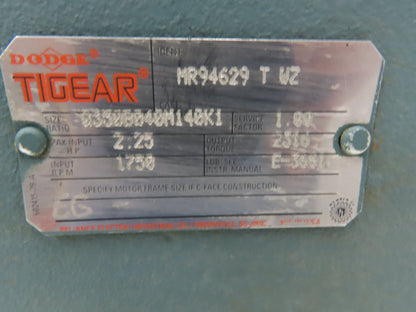 Dodge Tigear Q350B040M140K1 Gearbox 40:1 Reducer 44rpm 2.25Hp LH 140TC MR94629