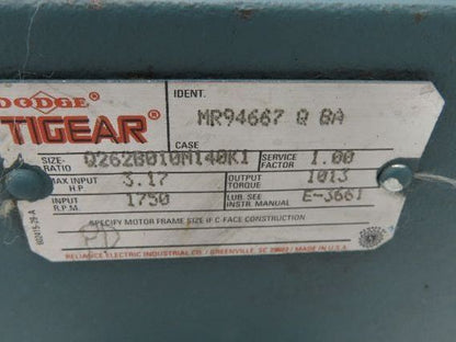 Leeson 121065.00 Gearmotor 2Hp 10:1 Tigear Reducer 174 RPM 230/460V 3PH LH 145TC