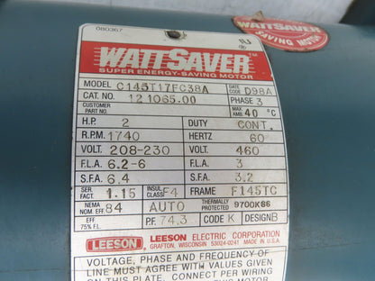 Leeson 121065.00 Gearmotor 2Hp 10:1 Tigear Reducer 174 RPM 230/460V 3PH LH 145TC