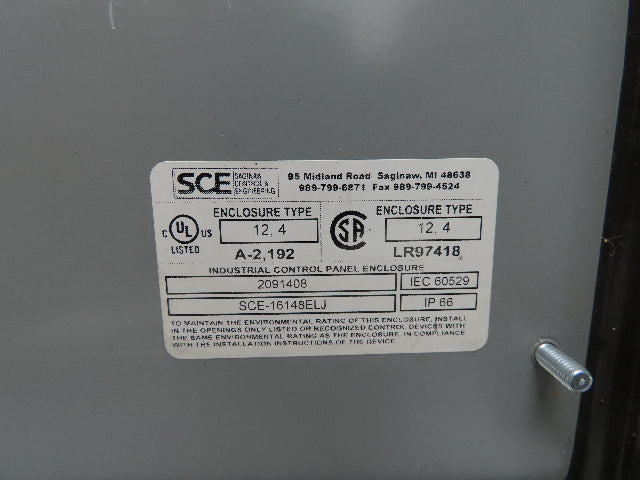 Saginaw SCE-16148ELJ Electrical Enclosure Control Panel 16x14x8"