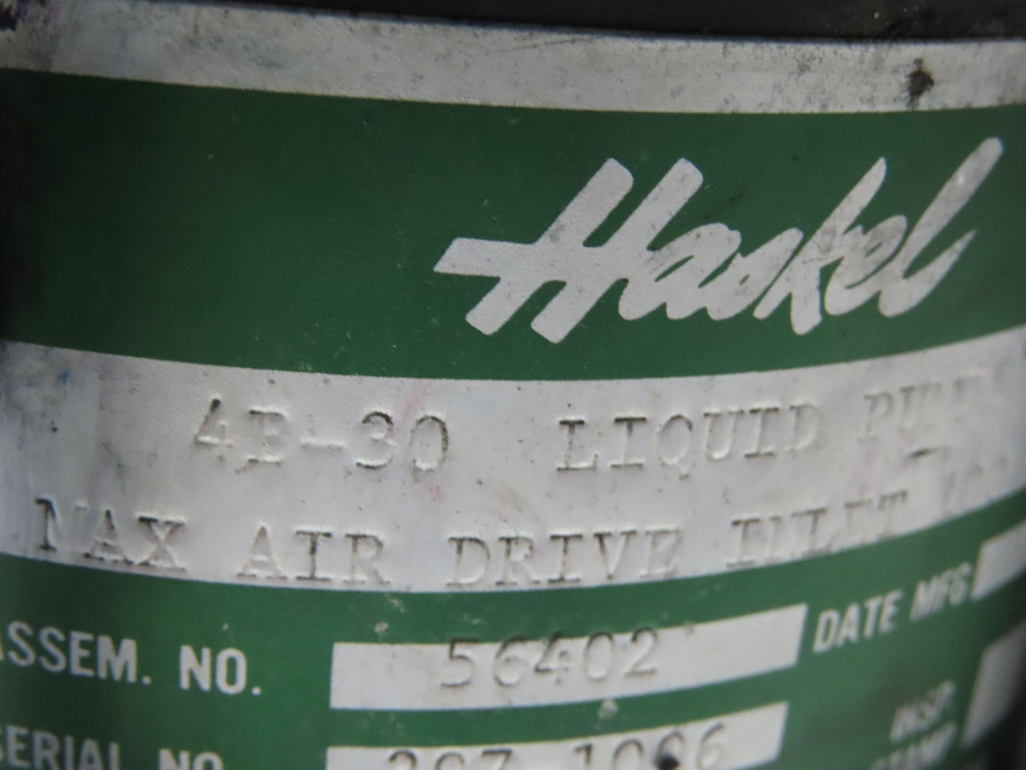 Haskel 4B-30 Pneumatic Air Powered Liquid/Oil Pump 5 Gal Hydraulic Power Unit