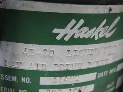 Haskel 4B-30 Pneumatic Air Powered Liquid/Oil Pump 5 Gal Hydraulic Power Unit