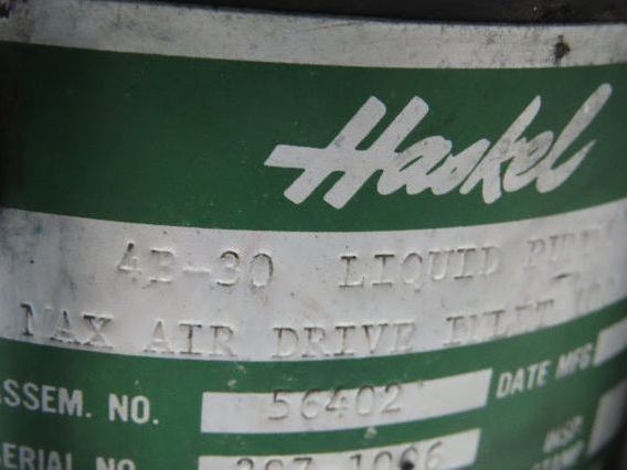 Haskel 4B-30 Pneumatic Air Powered Liquid/Oil Pump 5 Gal Hydraulic Power Unit