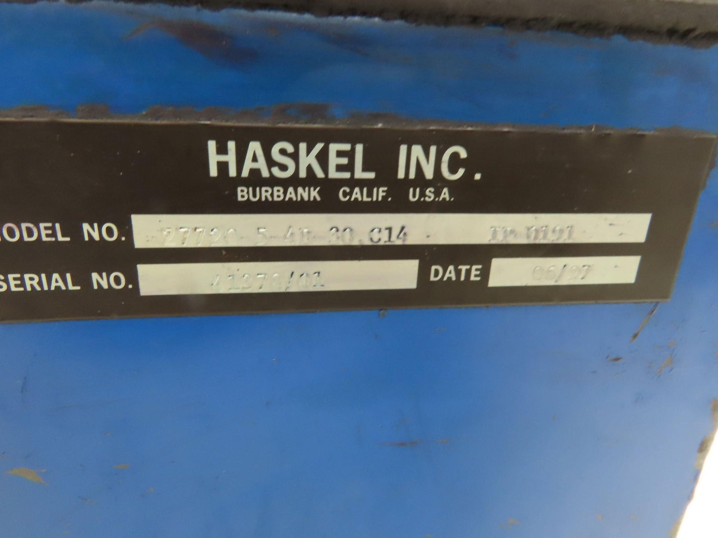 Haskel 4B-30 Pneumatic Air Powered Liquid/Oil Pump 5 Gal Hydraulic Power Unit