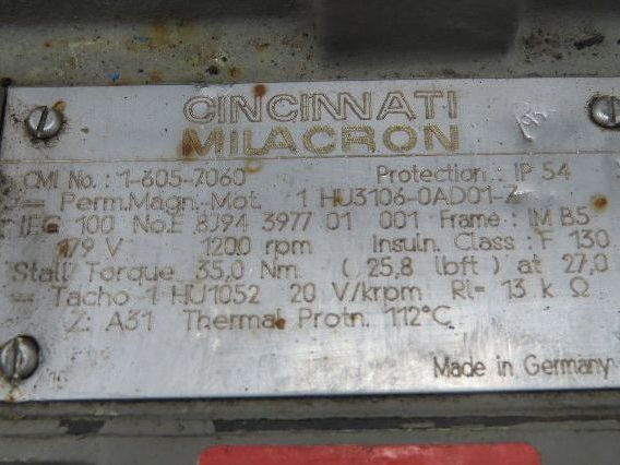 Cincinnati Milacron 1 HU3106-0AD01-Z Permanent Magnet DC Servo Motor IEC 100