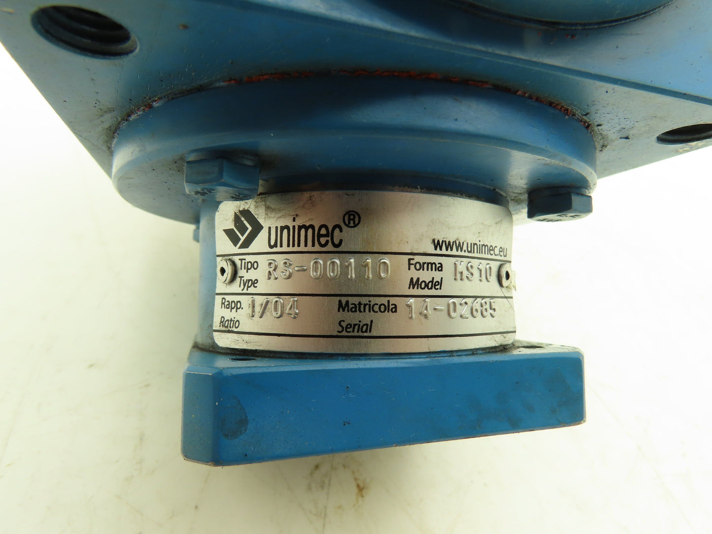 Unimec MS10 RS-00110 Bevel Drive Gearbox 4:1 Reducer IEC Metric Hollow Input