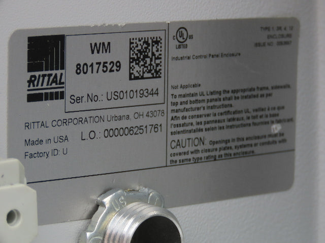 Rittal WM 8017529 Electrical Enclosure 16x12x6" Hubbell Connectors