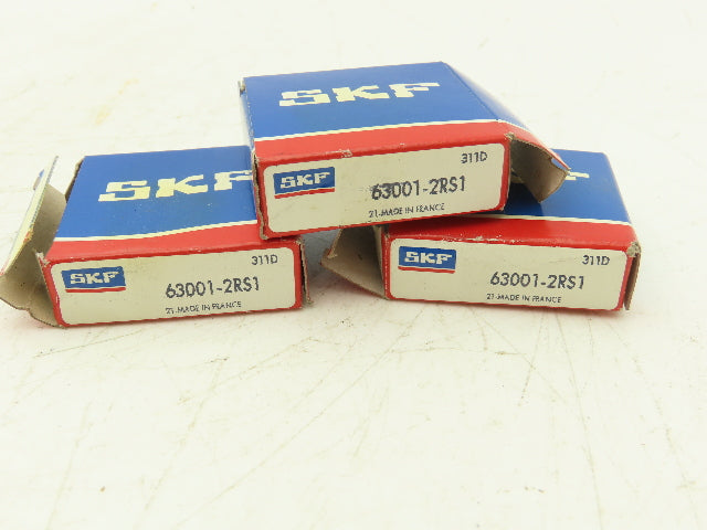 SKF 63001-2RS1 Cylindrical Roller Bearing 12mm ID 28mm OD 12mm W Lot of 3