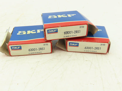 SKF 63001-2RS1 Cylindrical Roller Bearing 12mm ID 28mm OD 12mm W Lot of 3