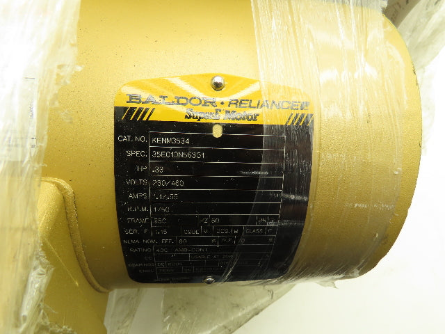 Baldor Reliance KENM3534 Super-E AC Motor .33Hp 1750 RPM 230/460V 3PH 56C-Face