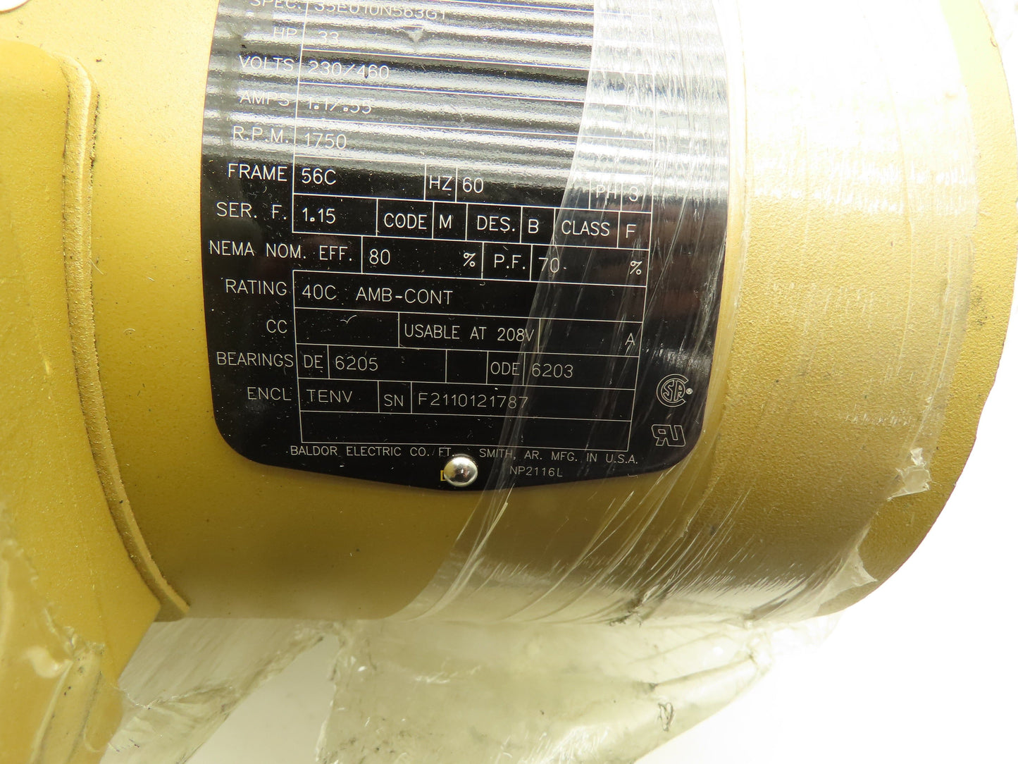 Baldor Reliance KENM3534 Super-E AC Motor .33Hp 1750 RPM 230/460V 3PH 56C-Face