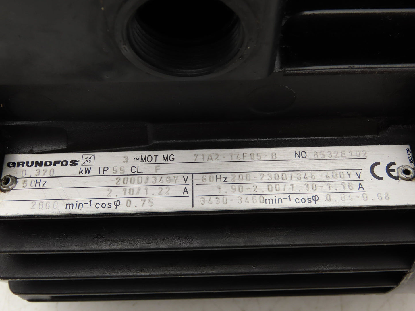 Grundfos 71A2-14F85-B Coolant Pump Motor 1/2Hp 3450rpm 230/400V 3PH