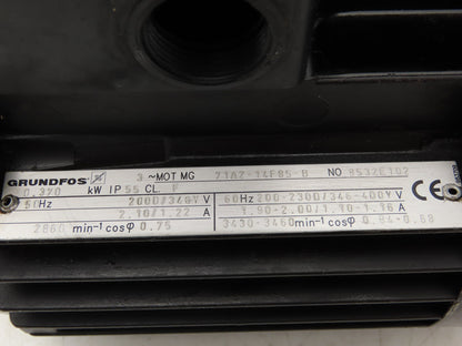 Grundfos 71A2-14F85-B Coolant Pump Motor 1/2Hp 3450rpm 230/400V 3PH
