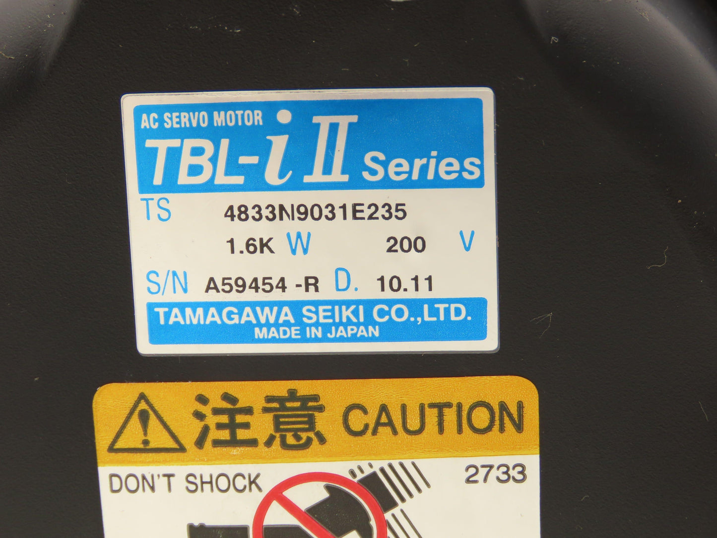 Tamagawa Seiki 4833N9031E235 AC Servo Motor 2Hp 1.6kW 200vAC