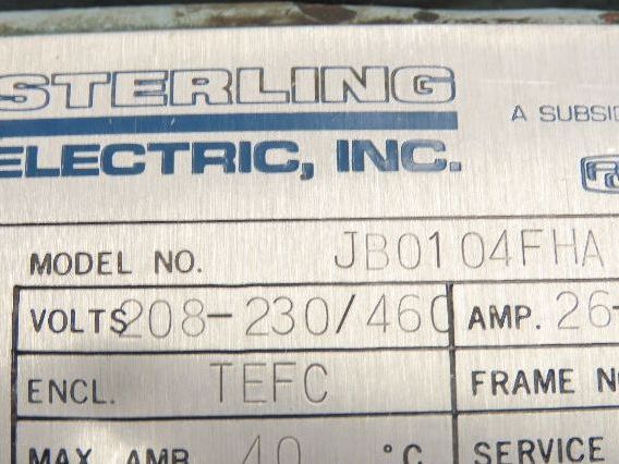 Sterling Electric JB0104FHA Pump Motor Cessna Hydraulic Gear Pump 10Hp 230/460V