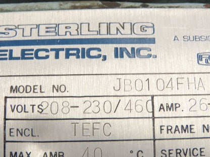 Sterling Electric JB0104FHA Pump Motor Cessna Hydraulic Gear Pump 10Hp 230/460V