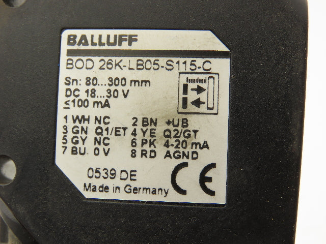 Balluff BOD 26K-LB05-S115-C Photoelectric Proximity Sensor 	80-300mm Range