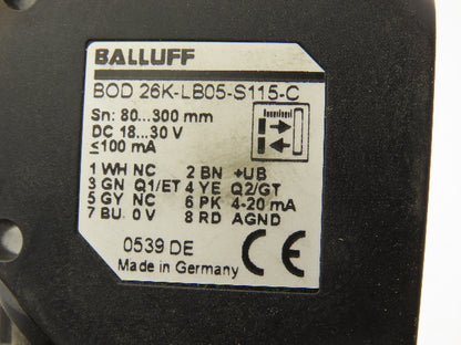 Balluff BOD 26K-LB05-S115-C Photoelectric Proximity Sensor 	80-300mm Range
