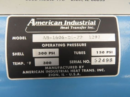 American Industrial AB-1606-D4-FP Oil Cooler Shell & Tube Heat Exchanger 4-Pass